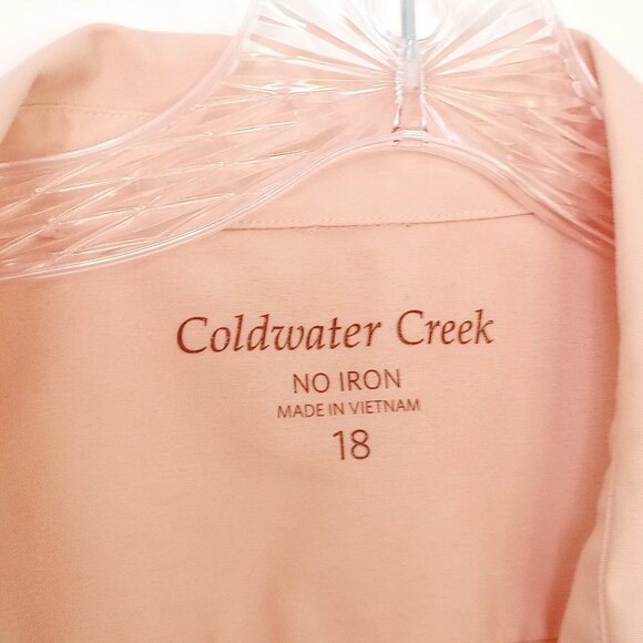 Coldwater Creek Peach No-Iron Button Front Shirt - Picture 2 of 7